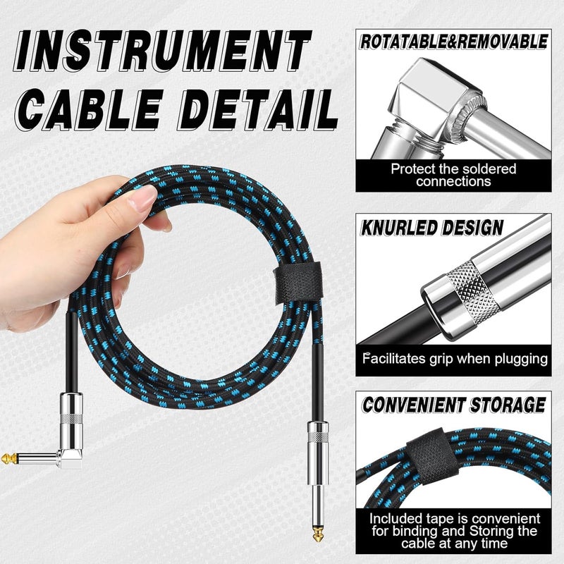 Rigibright 8 Pack 10FT Instrument Cable - Guitar, Bass, Keyboard, Microphone & Mixer Amp Cord (Multicolored) (8, Multicolor-A, 10 Feet) - Image 4